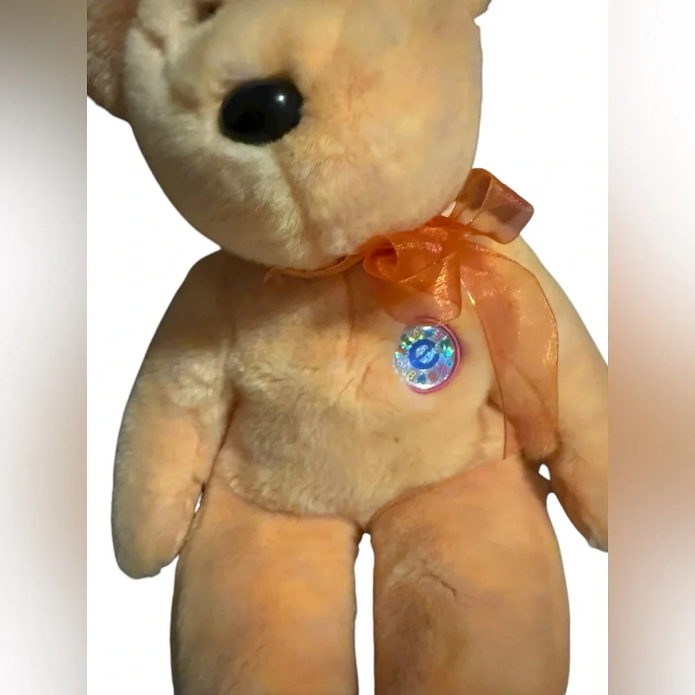 Ty 2001 Orange Plush Bear with Bow